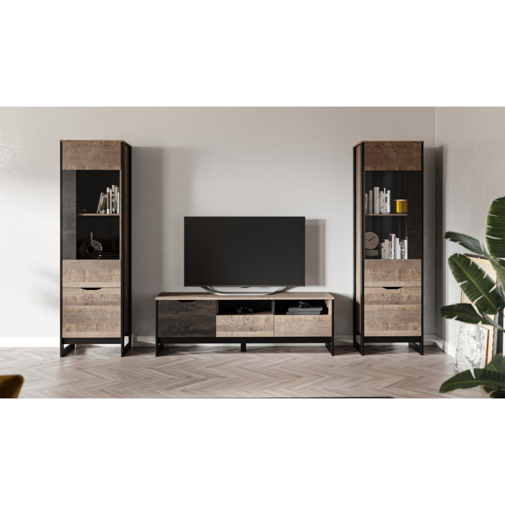 Стокгольм Дуб гранж песочный/железный камень